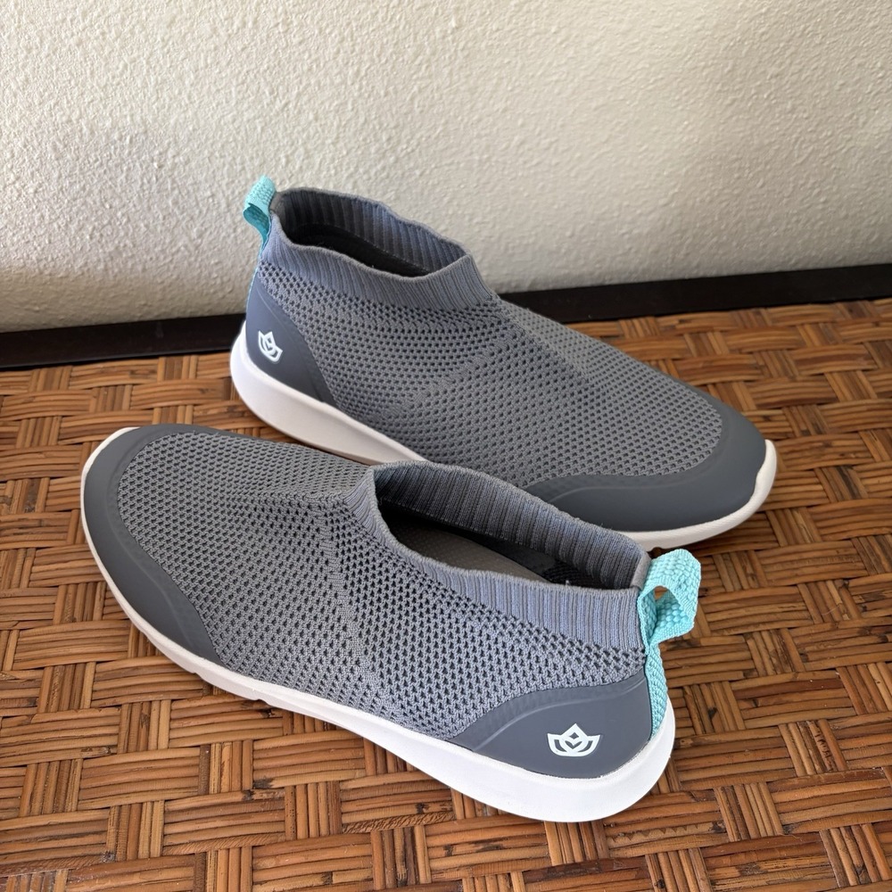 Spenco Women's Yoga Stretch Knit Sneaker Gray / Teal Size 7 / 7.5 Comfortable